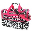 Damask Print 19" Duffle Bag w/ Pink Trim