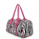 Belvah Black & Fuchsia Quilted Zebra Large Duffle Bag