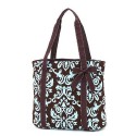 Belvah Brown & Turquoise Quilted Damask Tote Bag