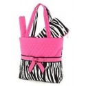 Belvah Black & Fuchsia Quilted Zebra 3 Pc Diaper Bag