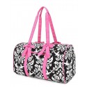 Belvah Black & Fuchsia Pink Quilted Damask Large Duffle Bag