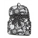 Belvah Black & White Quilted Floral Medium Backpack