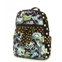 Belvah Brown and Lime Quilted Floral Medium Backpack