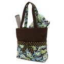 Belvah Brown and Lime Quilted Floral 3 Pc Diaper Bag 