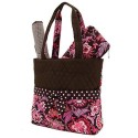 Belvah Brown and Pink Quilted Floral 3 Pc Diaper Bag