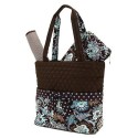 Belvah Brown and Turquoise Quilted Floral 3 Pc Diaper Bag