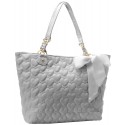 Betsey Johnson Mine & Yours Grey Quilted Tote Handbag