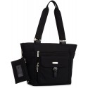 Baggallini Black & Khaki Nylon Town Tote Bag