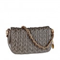 Big Buddha Gun Metal Ruby Clutch with Gold Chain