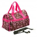 Pink Damask on Brown Duffle Bag