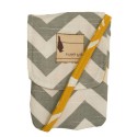 Flipped Bird Reversible Yellow Flowers/Grey & White Chevron "Hello" Tiny Bag