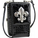 Black Mini Fleur De Lis Crystal Purse Wallet