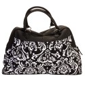 Black & White Large Damask Print Carry On Satchel Luggage Tote Bag