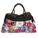 Blue Colorful Flower Large Carry On Satchel Luggage Tote Bag