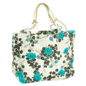 Blue Flower Canvas Bag with Rope Handle