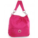 Hot Pink Nylon Bucket Shoulder Handbag w/ Silvertone Hardware