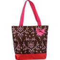 Pink and Brown Damask Tote Beach Bag