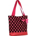 Pink and Black Polka Dot Tote Beach Bag