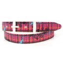 Pink Plaid Silicone Belt with Plastic Buckle