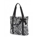 Belvah Black & White Quilted Floral Tote Bag