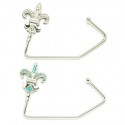 2 Crystal Fleur De Lis Purse Hooks: Clear & Blue