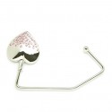 Pink Crystal Heart Mirror Purse Hook