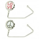 2 Crystal LOVE & Peace Crystal Purse Hooks