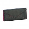 Mundi Black Envelope Wallet With Pink Stitching & Lining