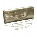 Pewter Crystal Buckle Clutch Handbag