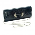 Navy Crystal Buckle Clutch Handbag