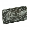 Black Flower Flat Wallet w/Matching Checkbook Cover