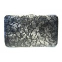 Grey Designer Textured Flat Wallet w/Matching Checkbook Holder