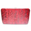 Red Textured Flat Wallet w/Matching Checkbook Holder