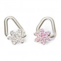 2 Crystal Flower Glasses Clips- clear and pink