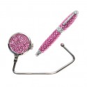 Pink Crystal Pen & Mirror Purse Hook Gift Pack
