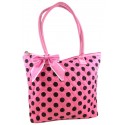 Pink & Brown Quilted Cotton Polka Dot Tote Bag