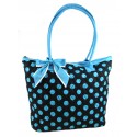 Black & Blue Quilted Cotton Polka Dot Tote Bag