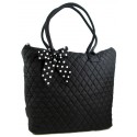 Black Quilted Cotton Tote Bag