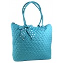 Blue Quilted Cotton Tote Bag