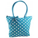 Blue & White Quilted Cotton Polka Dot Tote Bag