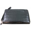 Mundi Black Croco My Big Fat Wallet Zip Around w/ Safe Keeper  