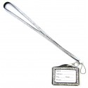 Clear Crystal Lanyard w/ Horizontal Rhinestone Lined Badge Holder