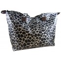 Large Black Giraffe Print Satin Feel Tote Bag