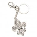 Clear Crystal Fleur De Lis Keychain