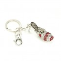 Red & White Crystal High Heel Keychain