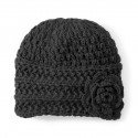 San Diego Hat Company Black Knit Flower Beanie
