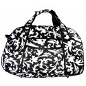 Damask Print Small Carry On Duffle Bag w/ Black Trim