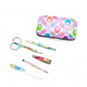 Purple Circle Print Manicure Set