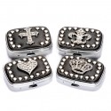 Black Crystal Stud Pill Boxes