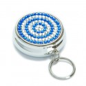 Blue Crystal Ring Pill Box Keychain